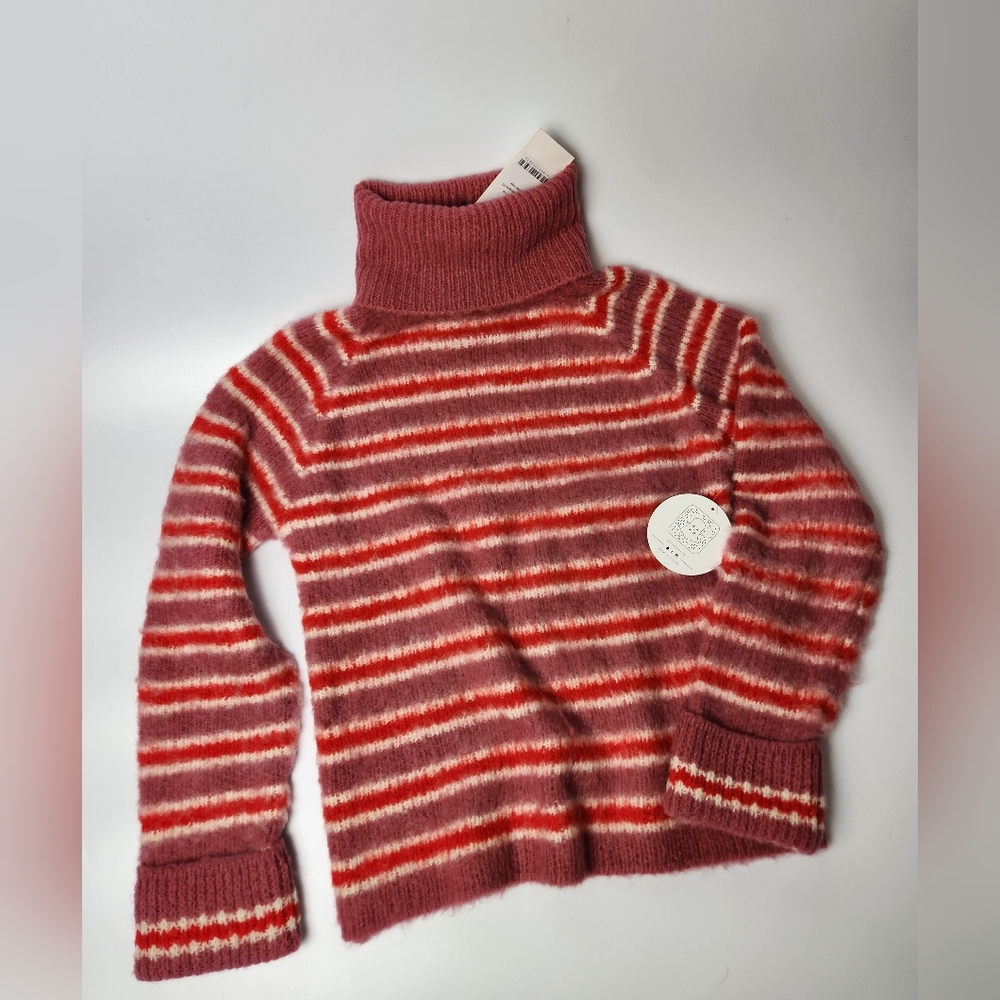 Trendy Na-kd Pink Striped Wool Mohair Sweater For Fall Size XXS